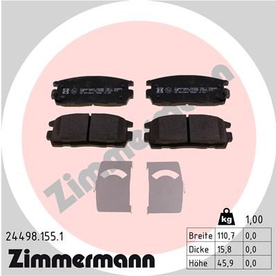 Комплект тормозных колодок, дисковый тормоз ZIMMERMANN 244981551