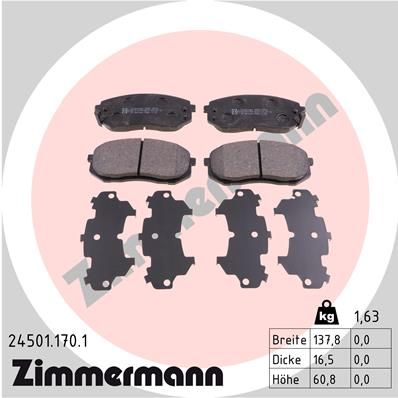 Комплект тормозных колодок, дисковый тормоз ZIMMERMANN 245011701