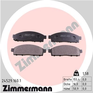 Комплект тормозных колодок, дисковый тормоз ZIMMERMANN 245291601