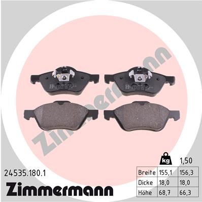 Комплект тормозных колодок, дисковый тормоз ZIMMERMANN 245351801