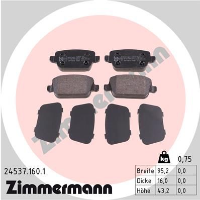 Комплект тормозных колодок, дисковый тормоз ZIMMERMANN 245371601