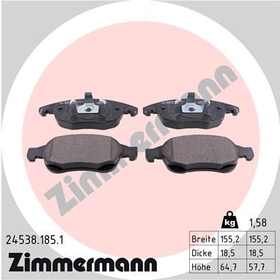 Комплект тормозных колодок, дисковый тормоз ZIMMERMANN 245381851