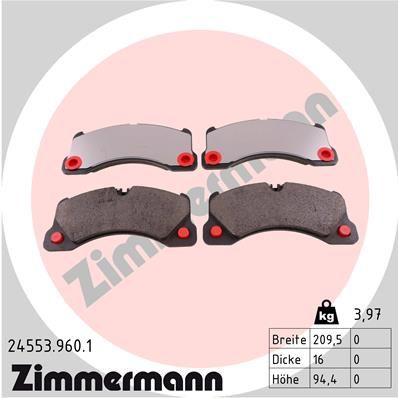 Комплект тормозных колодок, дисковый тормоз ZIMMERMANN 245539601