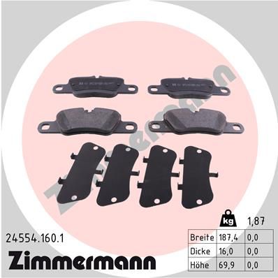 Комплект тормозных колодок, дисковый тормоз ZIMMERMANN 245541601