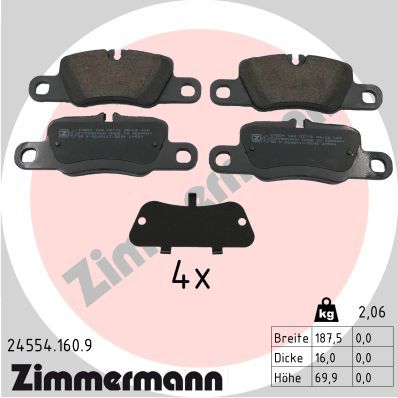 Комплект тормозных колодок, дисковый тормоз ZIMMERMANN 245541609