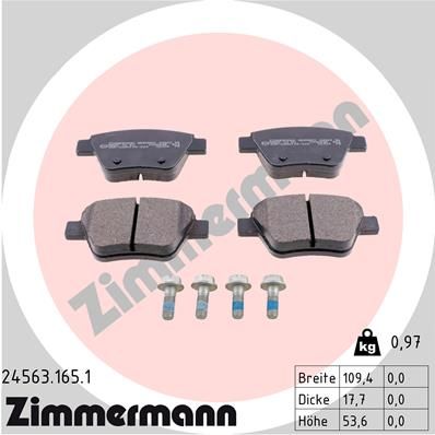 Комплект тормозных колодок, дисковый тормоз ZIMMERMANN 245631651