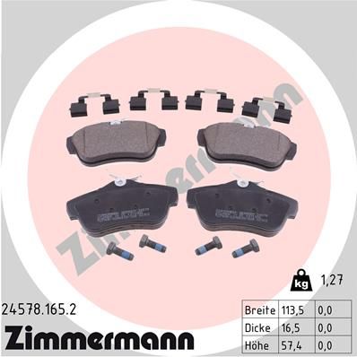 Комплект тормозных колодок, дисковый тормоз ZIMMERMANN 245781652