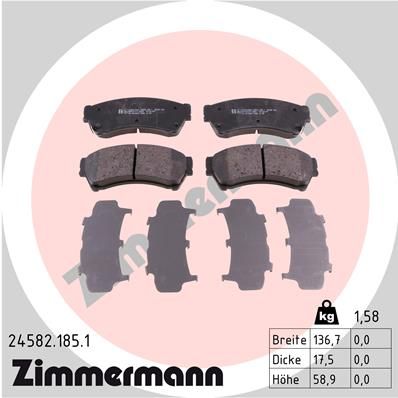 Комплект тормозных колодок, дисковый тормоз ZIMMERMANN 245821851