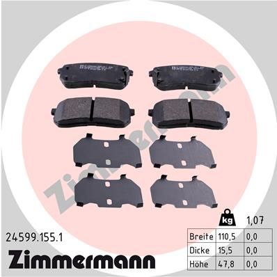 Комплект тормозных колодок, дисковый тормоз ZIMMERMANN 245991551