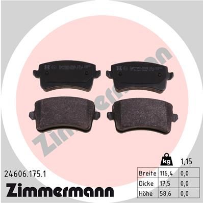 Комплект тормозных колодок, дисковый тормоз ZIMMERMANN 246061751