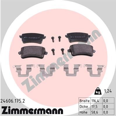 Комплект тормозных колодок, дисковый тормоз ZIMMERMANN 246061752