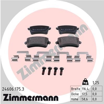 Комплект тормозных колодок, дисковый тормоз ZIMMERMANN 246061753