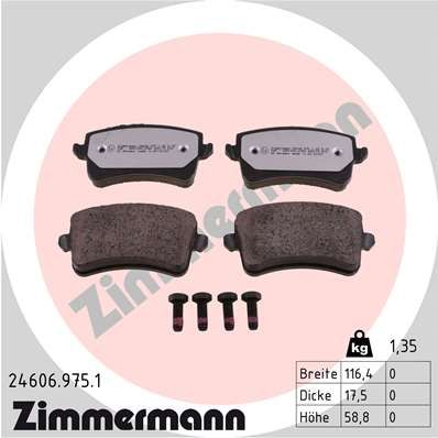 Комплект тормозных колодок, дисковый тормоз ZIMMERMANN 246069751