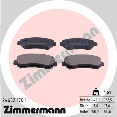 Комплект тормозных колодок, дисковый тормоз ZIMMERMANN 246321701