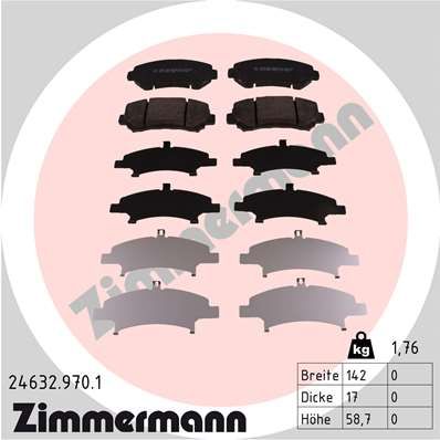 Комплект тормозных колодок, дисковый тормоз ZIMMERMANN 246329701
