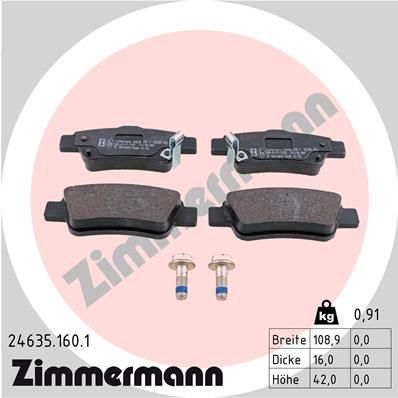 Комплект тормозных колодок, дисковый тормоз ZIMMERMANN 246351601