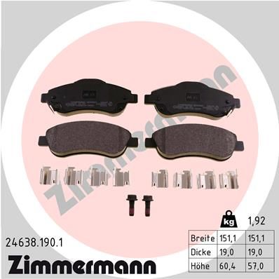 Комплект тормозных колодок, дисковый тормоз ZIMMERMANN 246381901