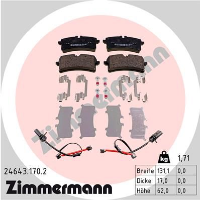 Комплект тормозных колодок, дисковый тормоз ZIMMERMANN 246431702