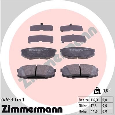 Комплект тормозных колодок, дисковый тормоз ZIMMERMANN 246531751