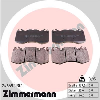 Комплект тормозных колодок, дисковый тормоз ZIMMERMANN 246591701