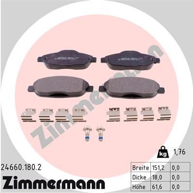 Комплект тормозных колодок, дисковый тормоз ZIMMERMANN 246601802