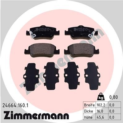 Комплект тормозных колодок, дисковый тормоз ZIMMERMANN 246641601