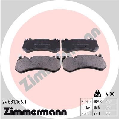 Комплект тормозных колодок, дисковый тормоз ZIMMERMANN 246811661