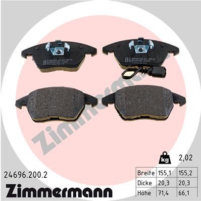 Комплект тормозных колодок, дисковый тормоз ZIMMERMANN 246962002