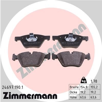 Комплект тормозных колодок, дисковый тормоз ZIMMERMANN 246971901