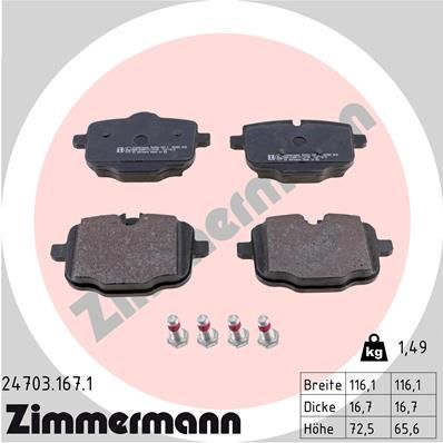 Комплект тормозных колодок, дисковый тормоз ZIMMERMANN 247031671