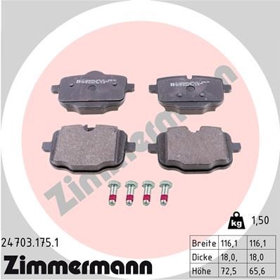 Комплект тормозных колодок, дисковый тормоз ZIMMERMANN 247031751