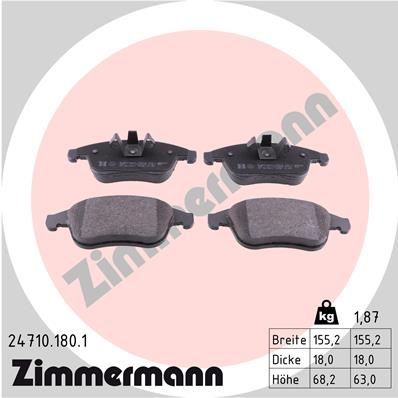 Комплект тормозных колодок, дисковый тормоз ZIMMERMANN 247101801