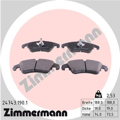 Комплект тормозных колодок, дисковый тормоз ZIMMERMANN 247431901