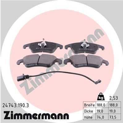 Комплект тормозных колодок, дисковый тормоз ZIMMERMANN 247431903