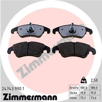 Комплект тормозных колодок, дисковый тормоз ZIMMERMANN 247439901