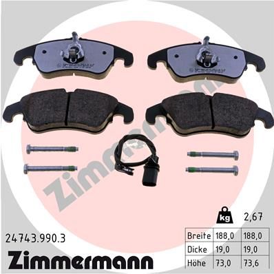 Комплект тормозных колодок, дисковый тормоз ZIMMERMANN 247439903