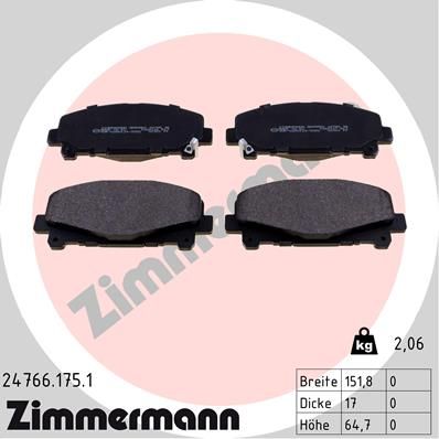 Комплект тормозных колодок, дисковый тормоз ZIMMERMANN 247661751