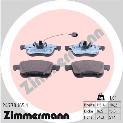 Комплект тормозных колодок, дисковый тормоз ZIMMERMANN 247781651