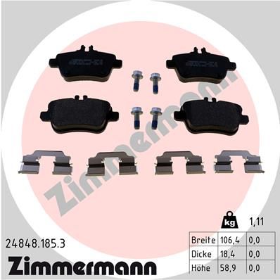 Комплект тормозных колодок, дисковый тормоз ZIMMERMANN 248481853