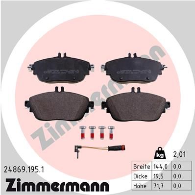 Комплект тормозных колодок, дисковый тормоз ZIMMERMANN 248691951