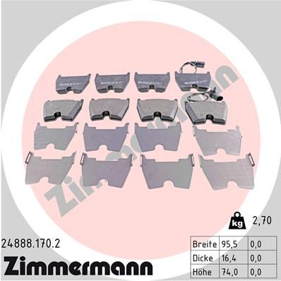 Комплект тормозных колодок, дисковый тормоз ZIMMERMANN 248881702