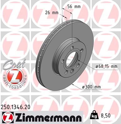 Тормозной диск ZIMMERMANN 250134620