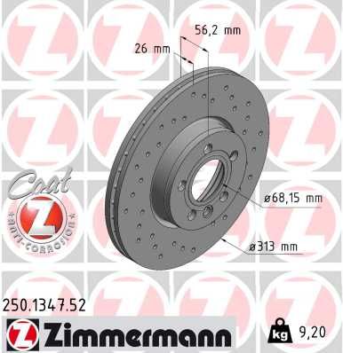 Тормозной диск ZIMMERMANN 250134752