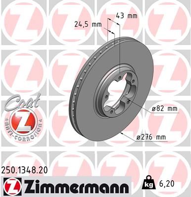 Тормозной диск ZIMMERMANN 250134820