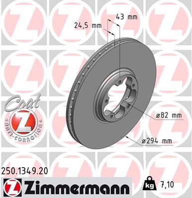 Тормозной диск ZIMMERMANN 250134920