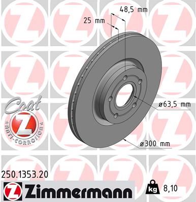 Тормозной диск ZIMMERMANN 250135320