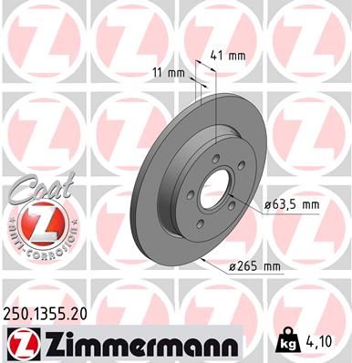 Тормозной диск ZIMMERMANN 250135520