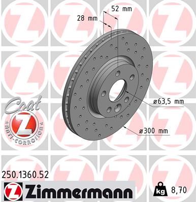 Тормозной диск ZIMMERMANN 250136052