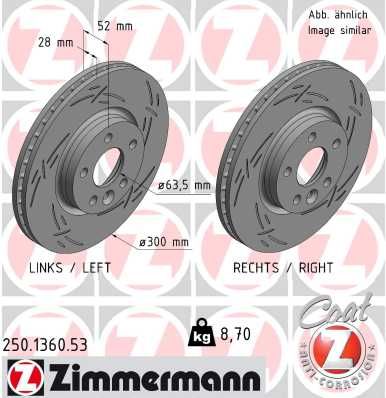 Тормозной диск ZIMMERMANN 250136053