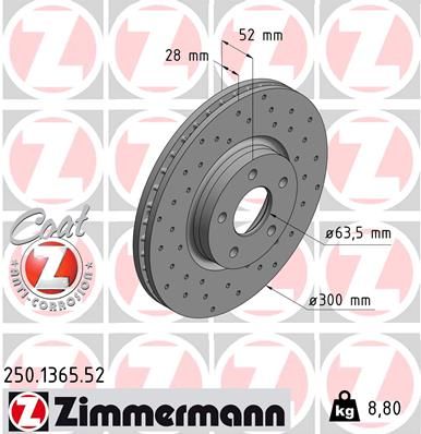 Тормозной диск ZIMMERMANN 250136552